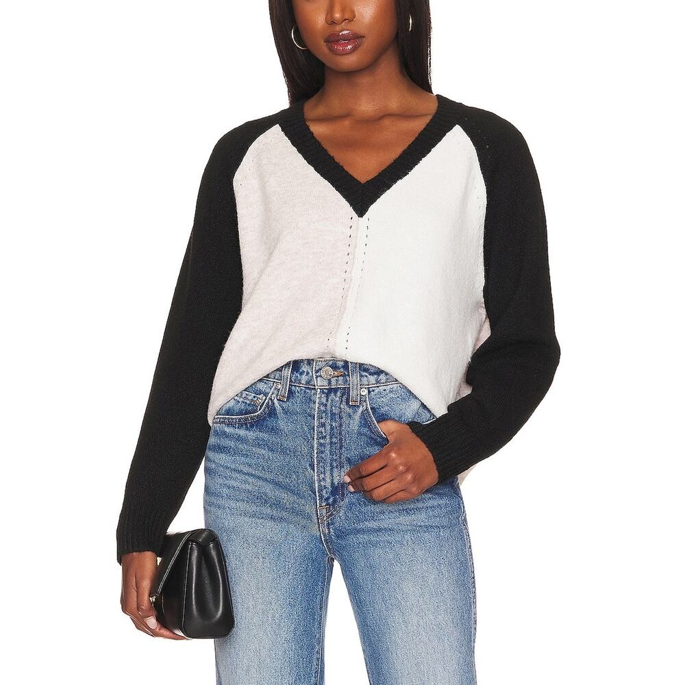 Central Park West Colorblock Multicolor Myla V Neck Raglan Sweater Size XS